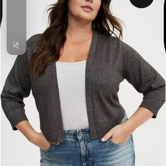 New Torrid  Metallic Open-Front shrug  - Gray Sz 3x - Picture 3 of 5